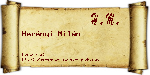 Herényi Milán névjegykártya